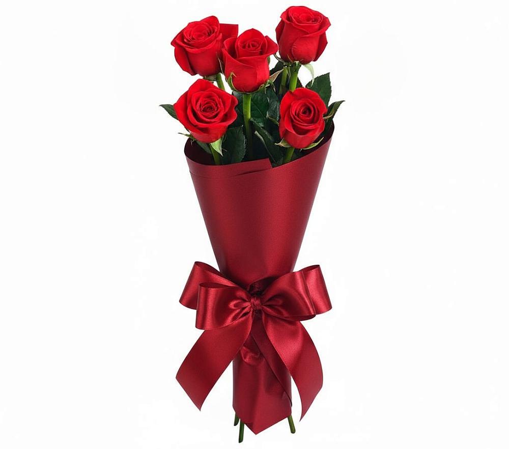 Букет 5 Красных роз Эдлесс Лав во Всеволодо-Вильве