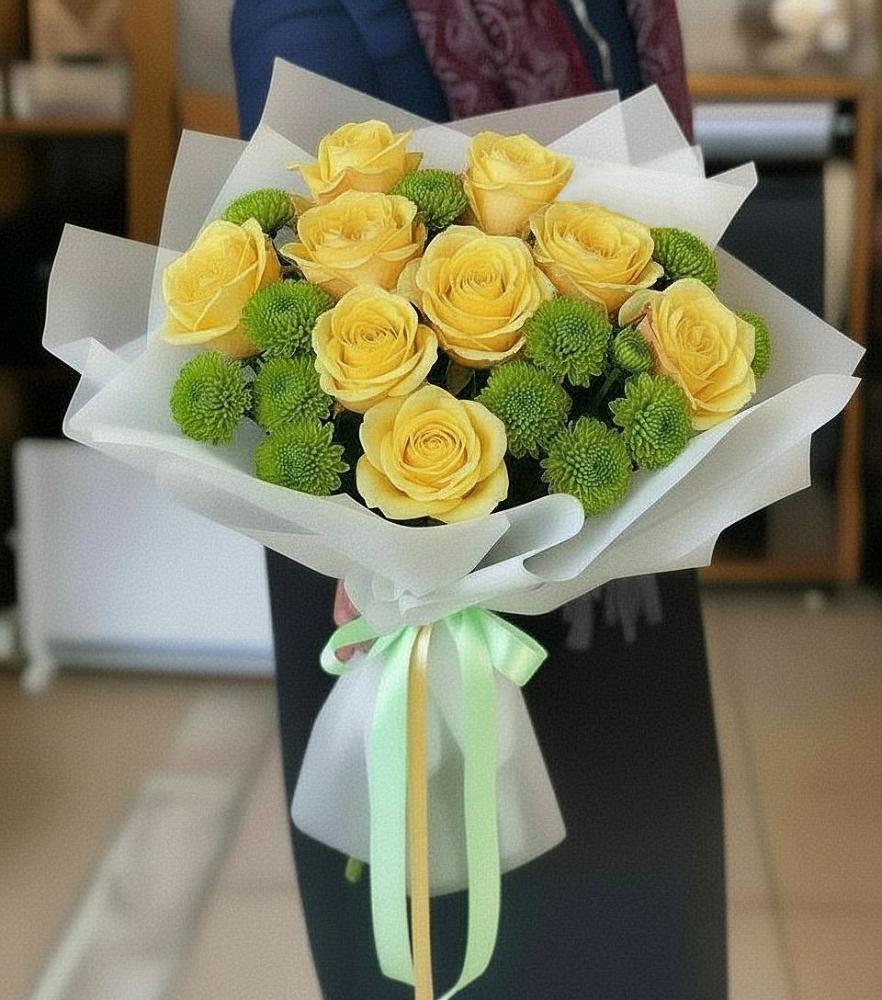 Букет цветов из: Хризантемы и Розы во Всеволодо-Вильве