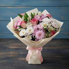 Букет цветов из:  Хризантемы, Альстромерии и Розы во Всеволодо-Вильве