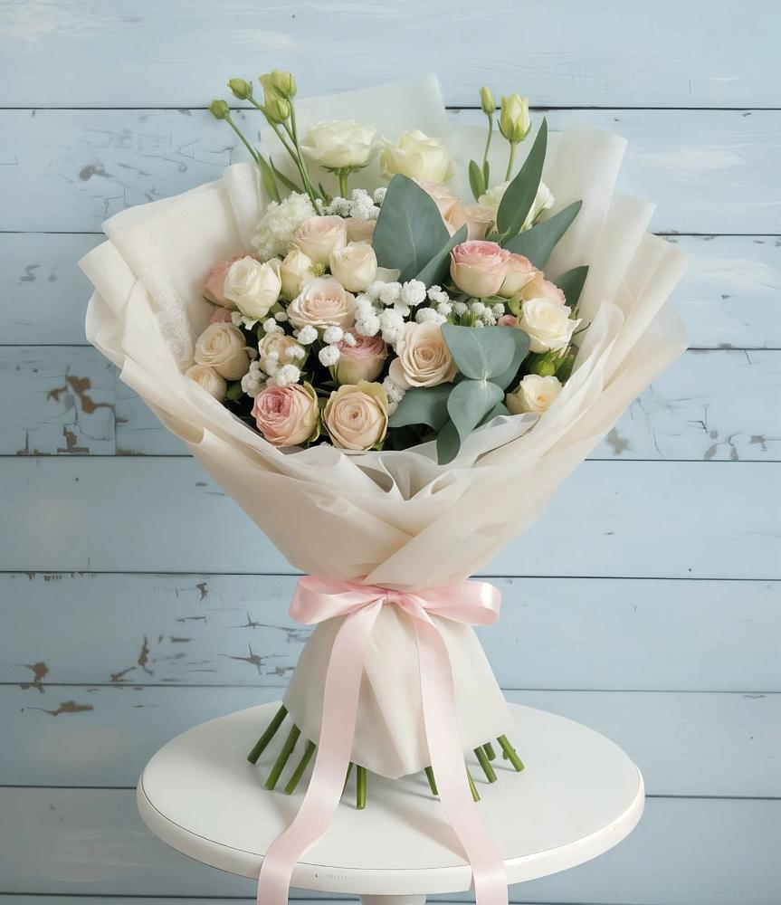 Букет цветов из: Розы и Лизиантусы во Всеволодо-Вильве