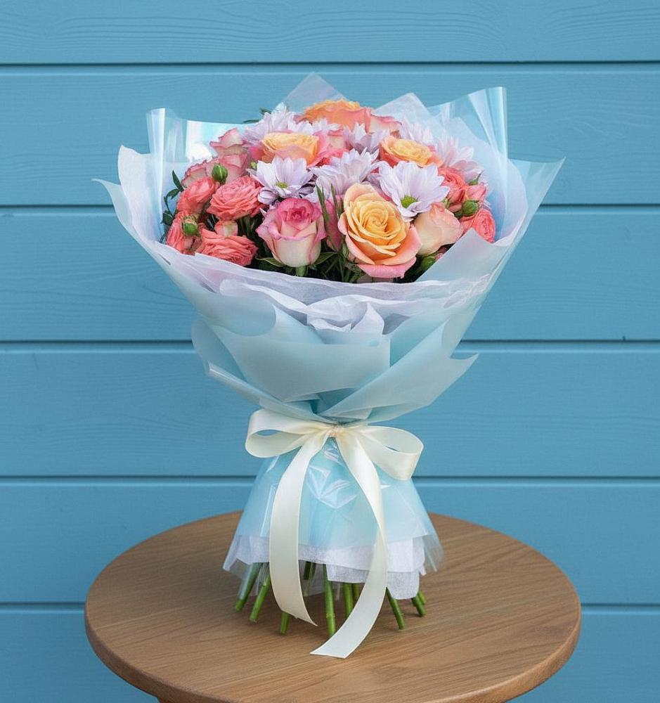 Букет цветов из: Хризантемы и Розы во Всеволодо-Вильве