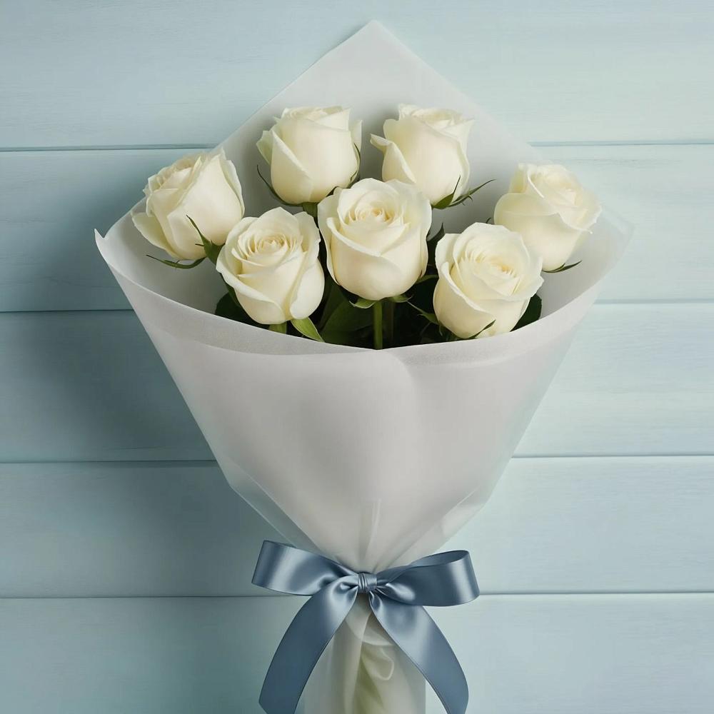 Букет 7 Белых роз Эдлесс Лав во Всеволодо-Вильве