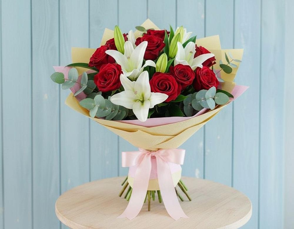 Букет цветов из: Лилии и Розы во Всеволодо-Вильве